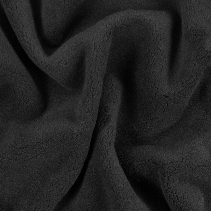 Italian Black Fleece Backed Wool Twill | Mood Fabrics