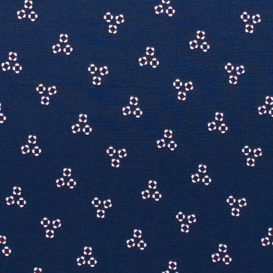 Navy Geometric Rayon Batiste | Mood Fabrics