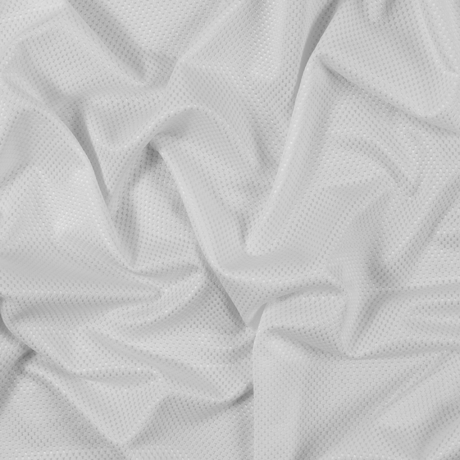 Luminous White Stretch Knit Piqued Jacquard | Mood Fabrics