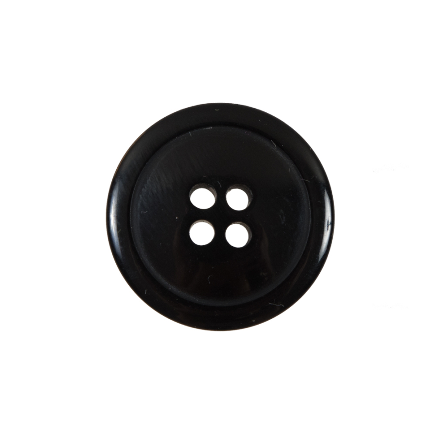 Black 4-Hole Plastic Button - 36L/22mm | Mood Fabrics