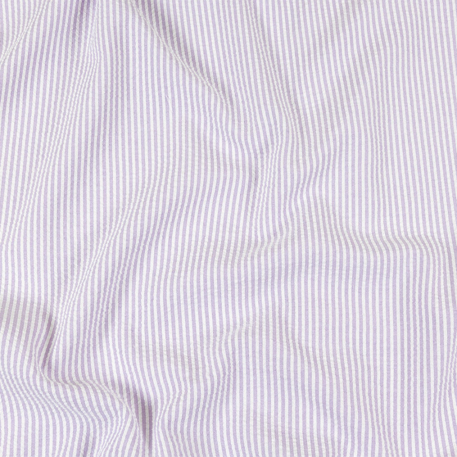 Lilac Candy Striped Seersucker | Mood Fabrics