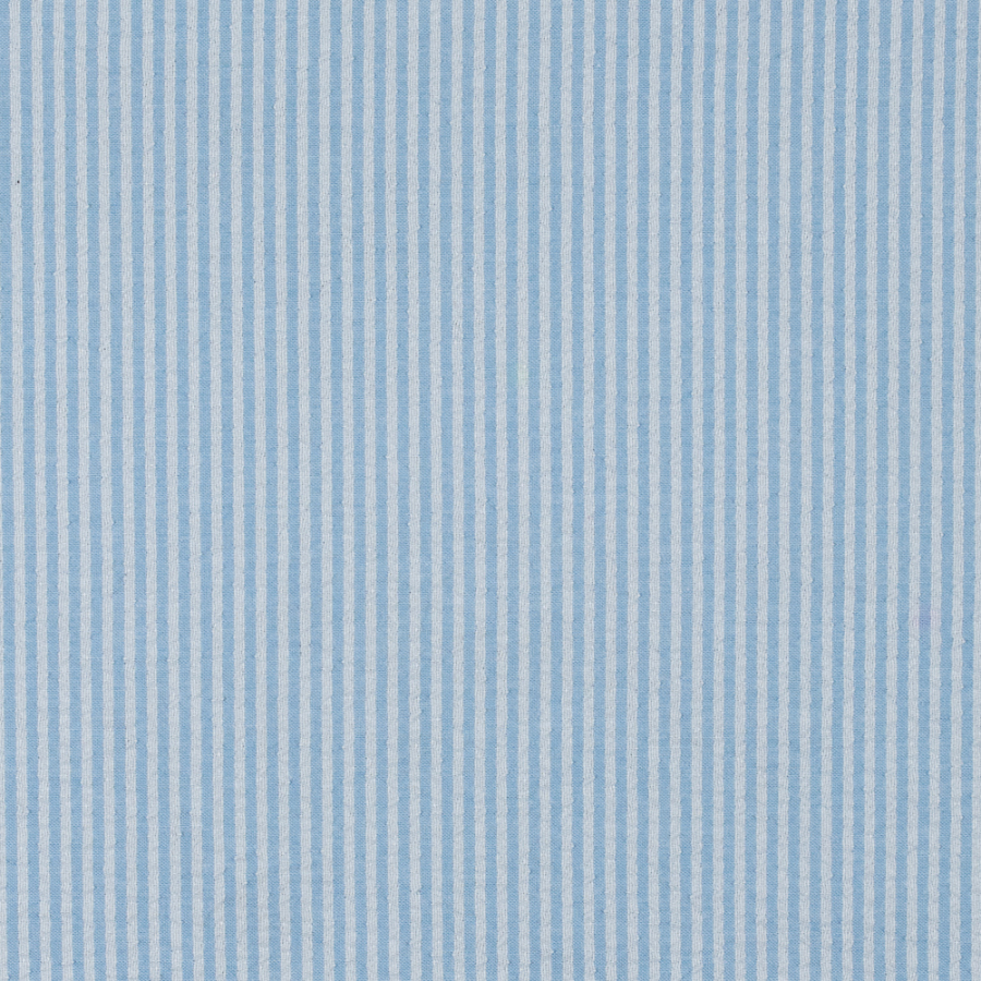 Light Blue Candy Striped Seersucker | Mood Fabrics