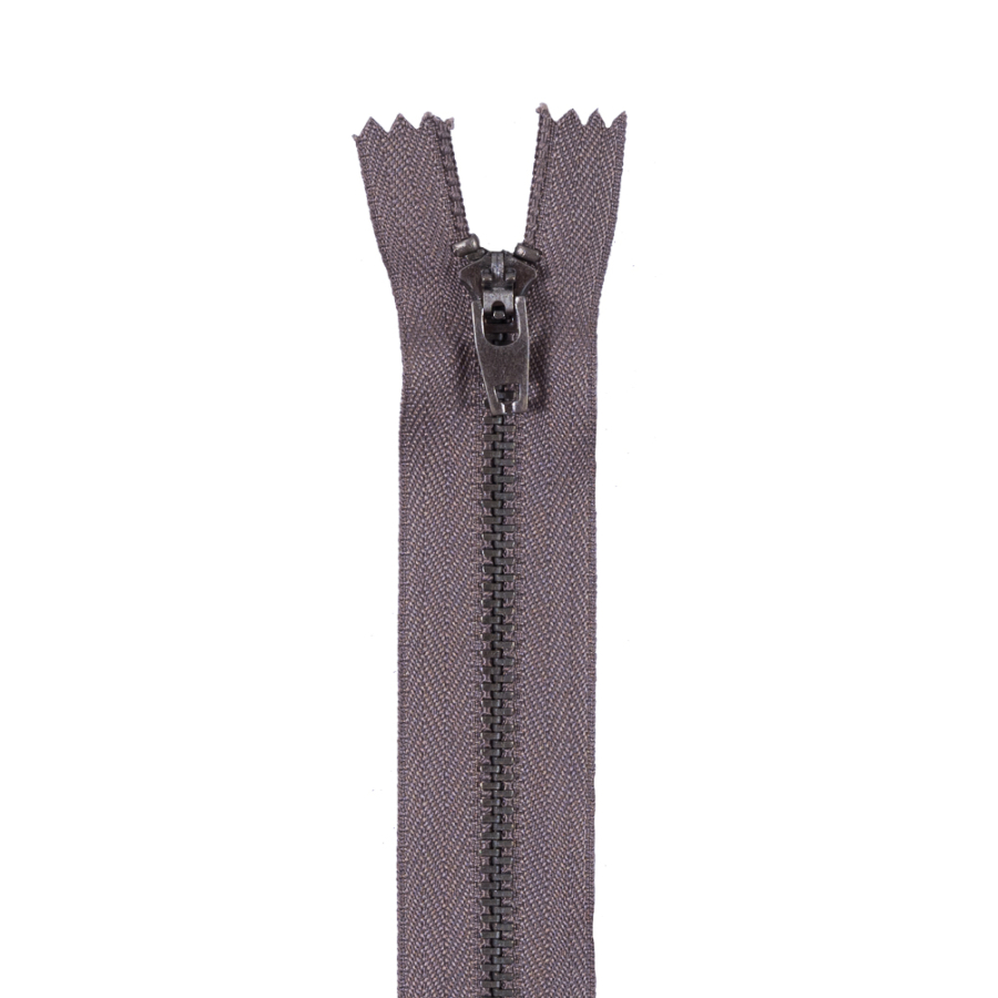 Taupe Metal Zipper with Gunmetal Pull and Teeth - 5.5 | Mood Fabrics