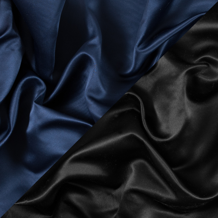 Navy and Black Two-Tone Double Duchesse Satin | Mood Fabrics