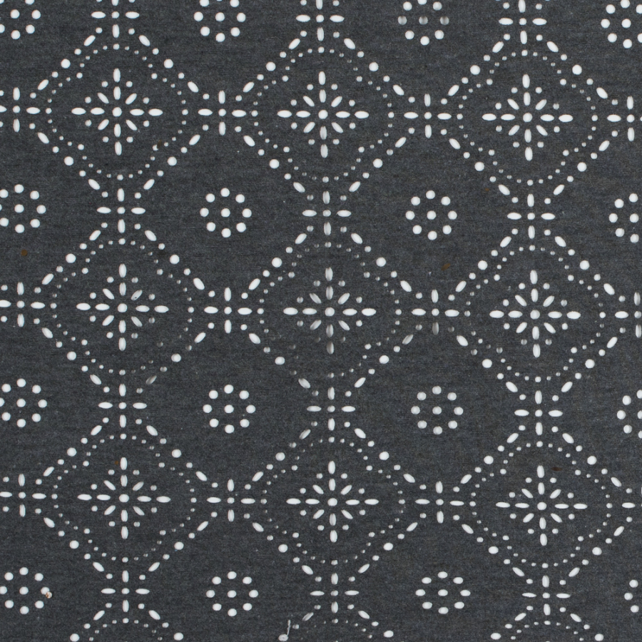 Italian Dark Gray Laser-Cut Jersey | Mood Fabrics