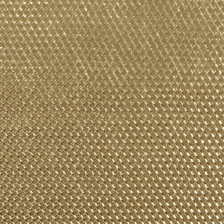 Metallic Gold Basket Woven Vinyl | Mood Fabrics