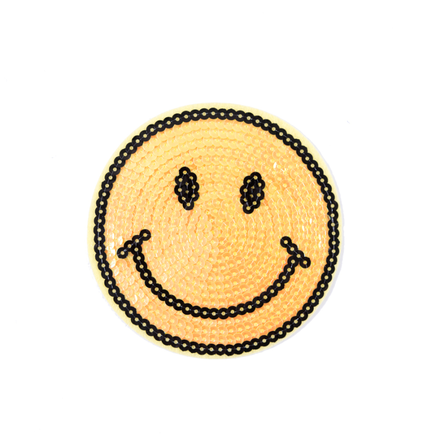 Sequin Smiley Face Patch - 2.75 | Mood Fabrics