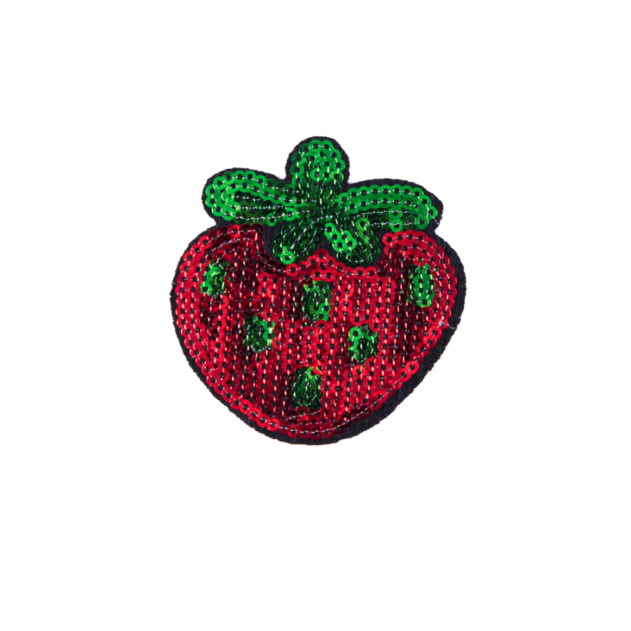 Sequin Strawberry Patch - 2.5 x 2.5 | Mood Fabrics