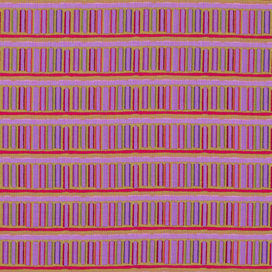 Purple and Pink Geometric Striped Cotton Print | Mood Fabrics