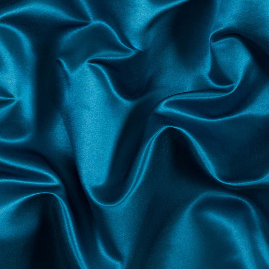 Italian Mosaic Blue Silk and Cotton Satin | Mood Fabrics