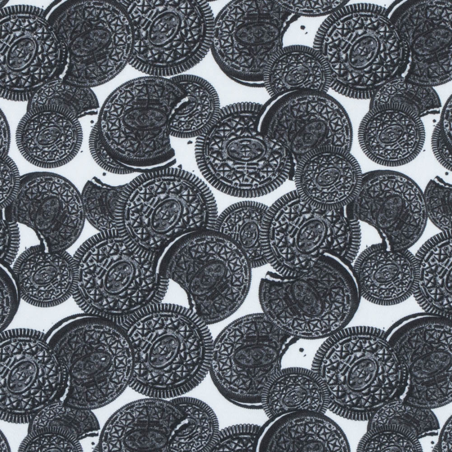 Chocolate Sandwich Cookie Digitally Printed Stretch Neoprene/Scuba Knit | Mood Fabrics