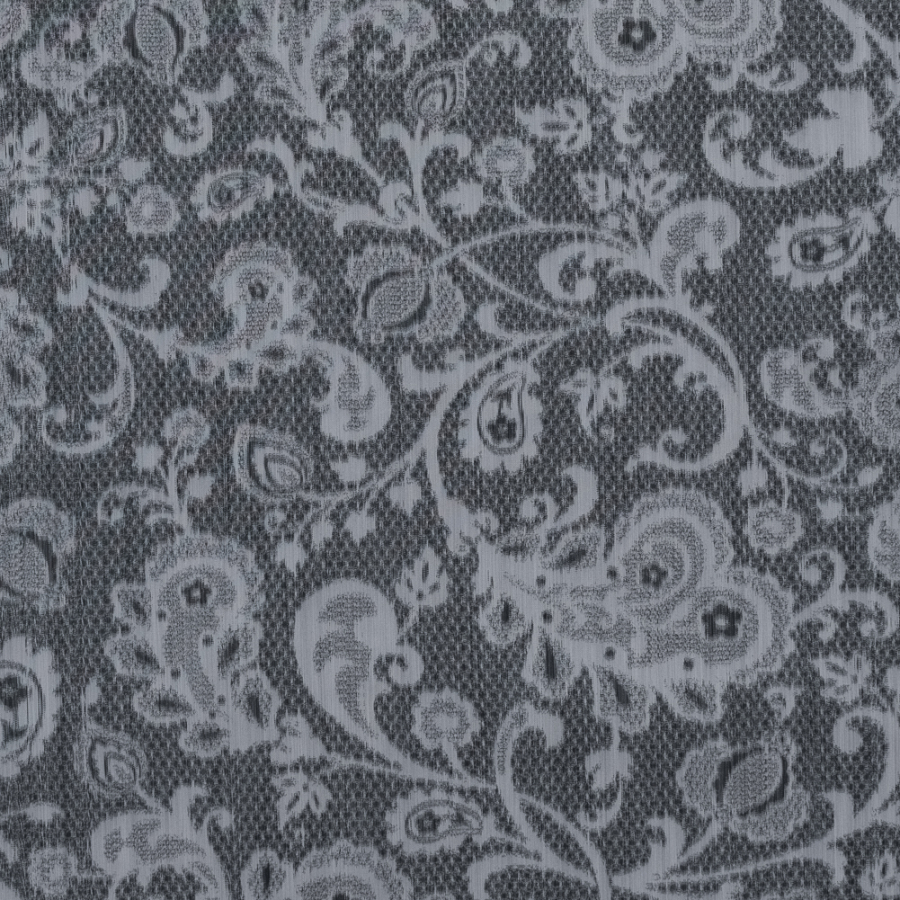 Blue Gray Lacey Printed Taffeta | Mood Fabrics