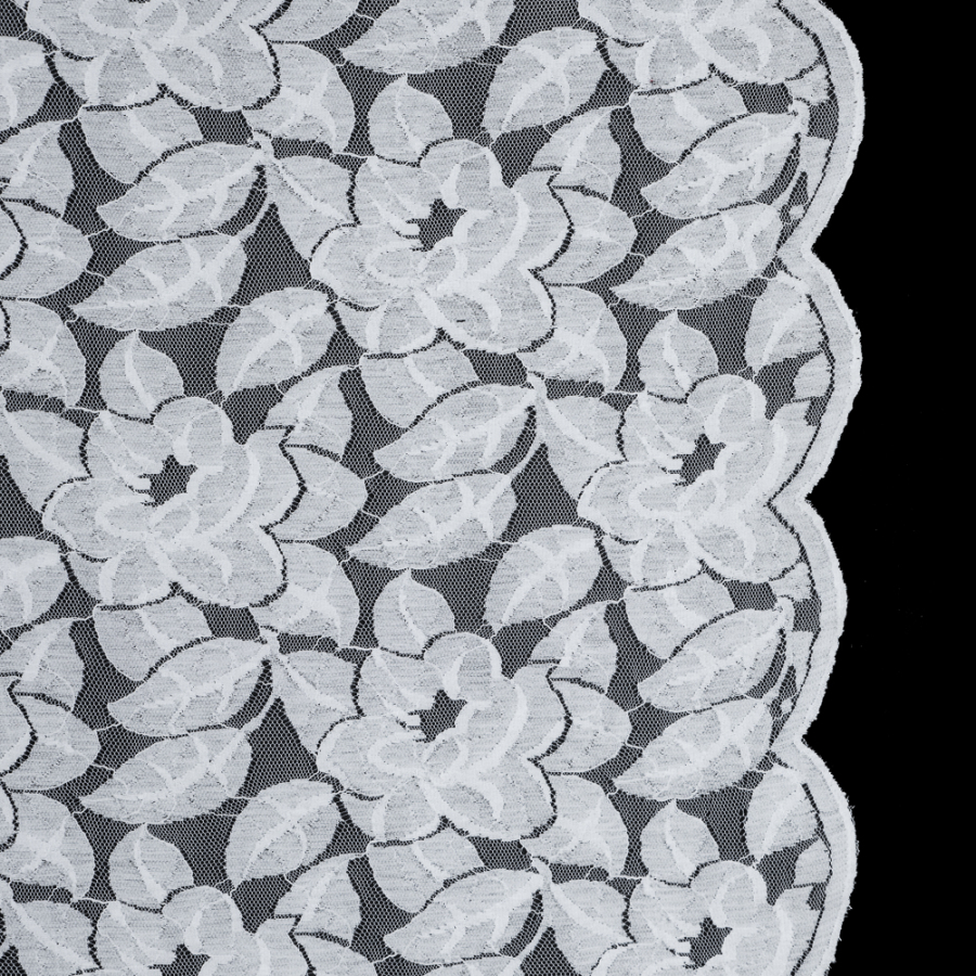 Optic White Floral Lace with Scalloped Edges | Mood Fabrics