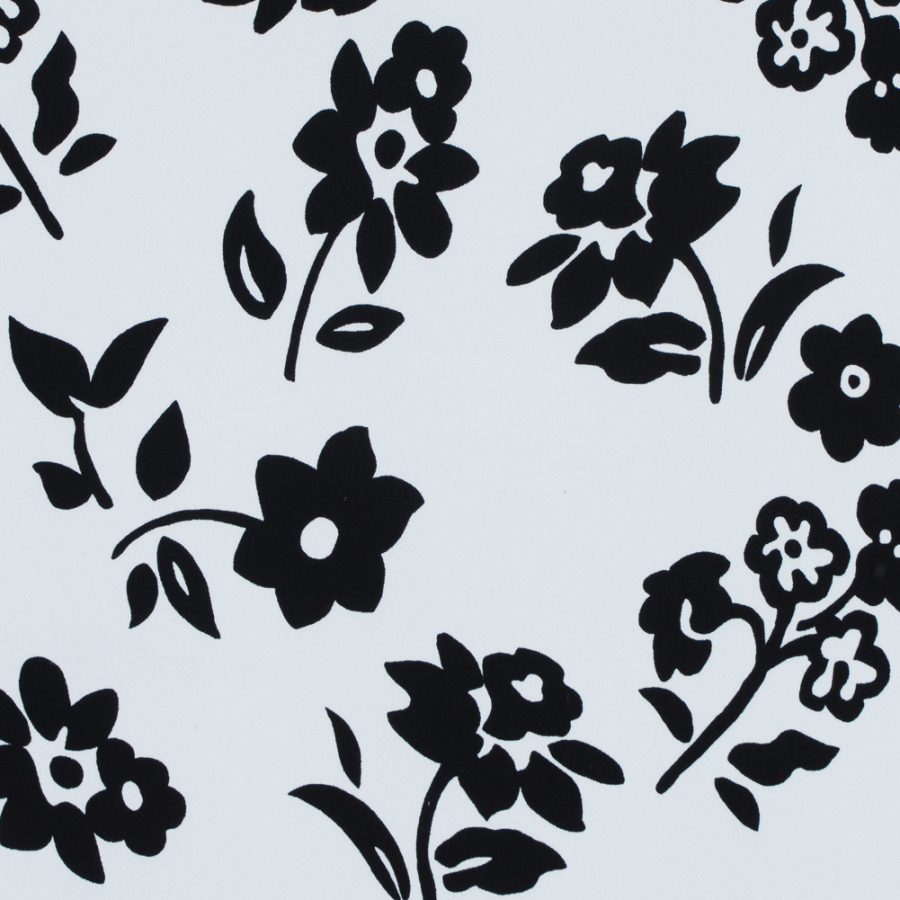 Ralph Lauren White and Black Floral Printed Rayon Woven | Mood Fabrics