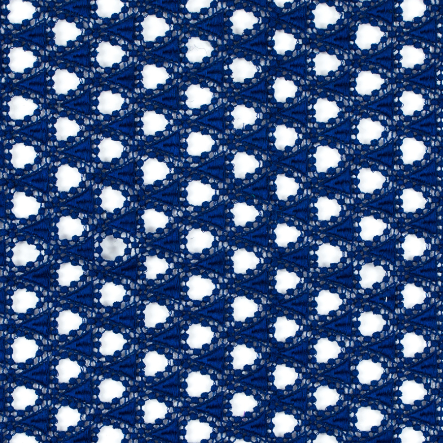 Oscar de la Renta Italian Royal Blue Geometric Guipire Lace | Mood Fabrics