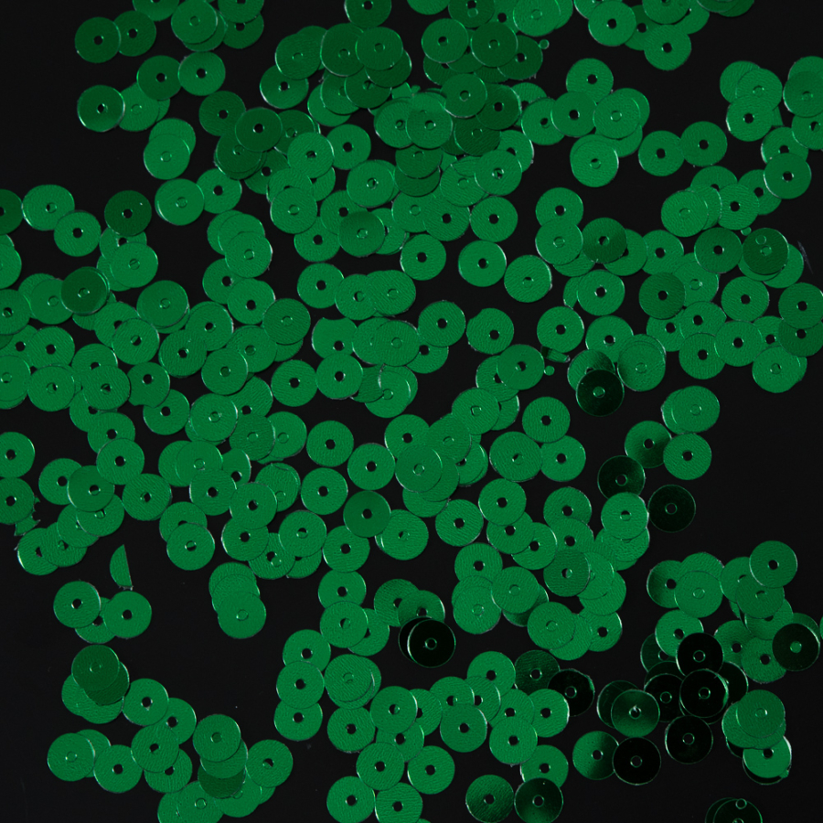 Bag of Jade Color Loose Sequins with Silver Back - 6mm | Mood Fabrics