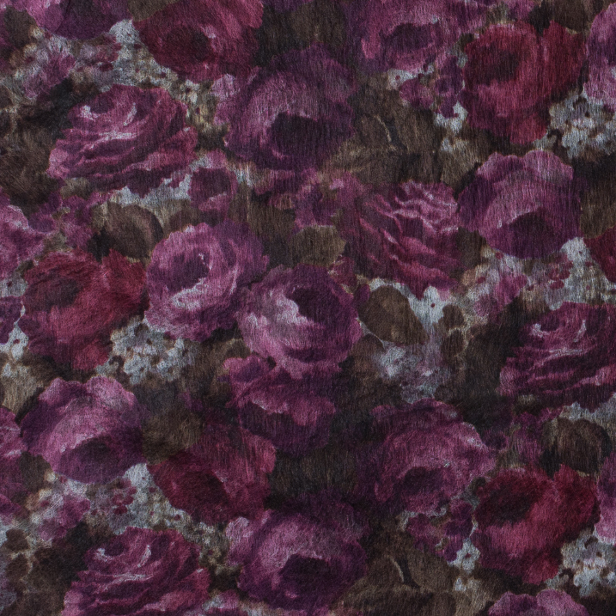 Violet Quartz Floral Printed Non-Fusible Interfacing | Mood Fabrics