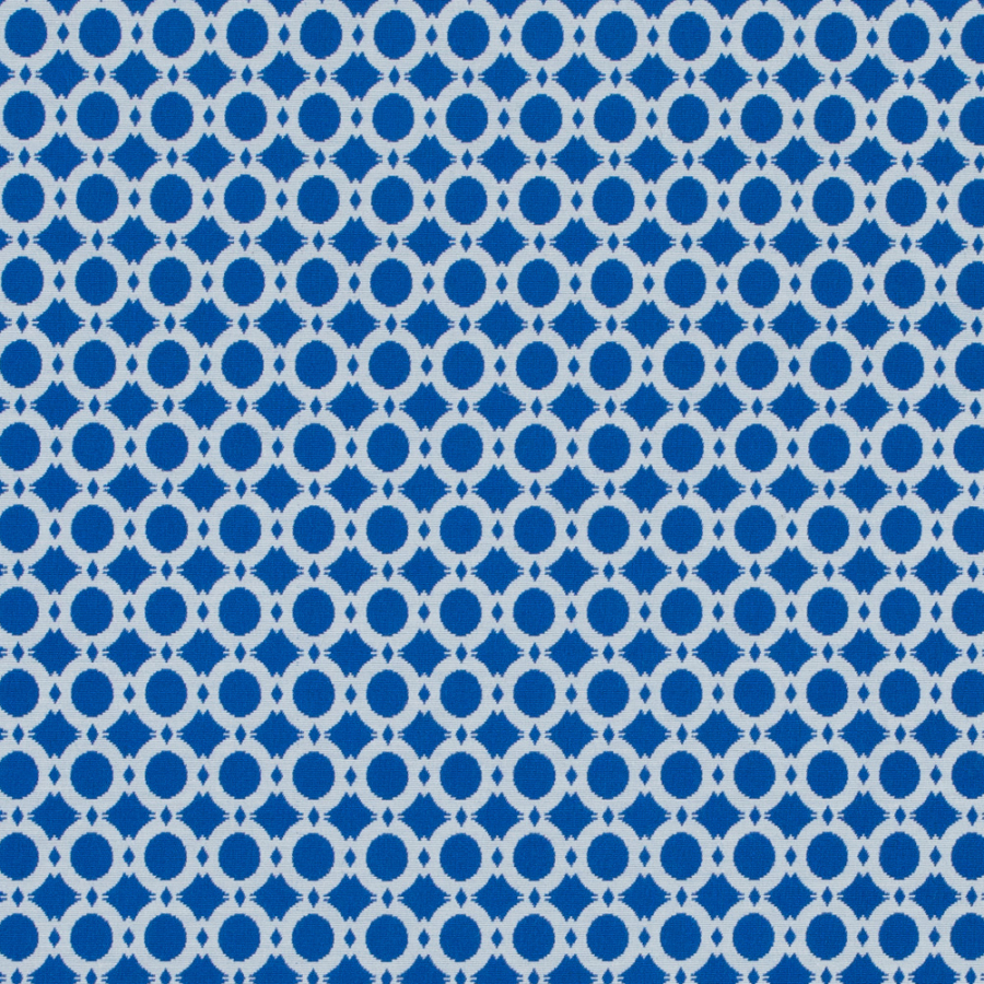 Princess Blue and White Geometric Stretch Cotton Jacquard | Mood Fabrics