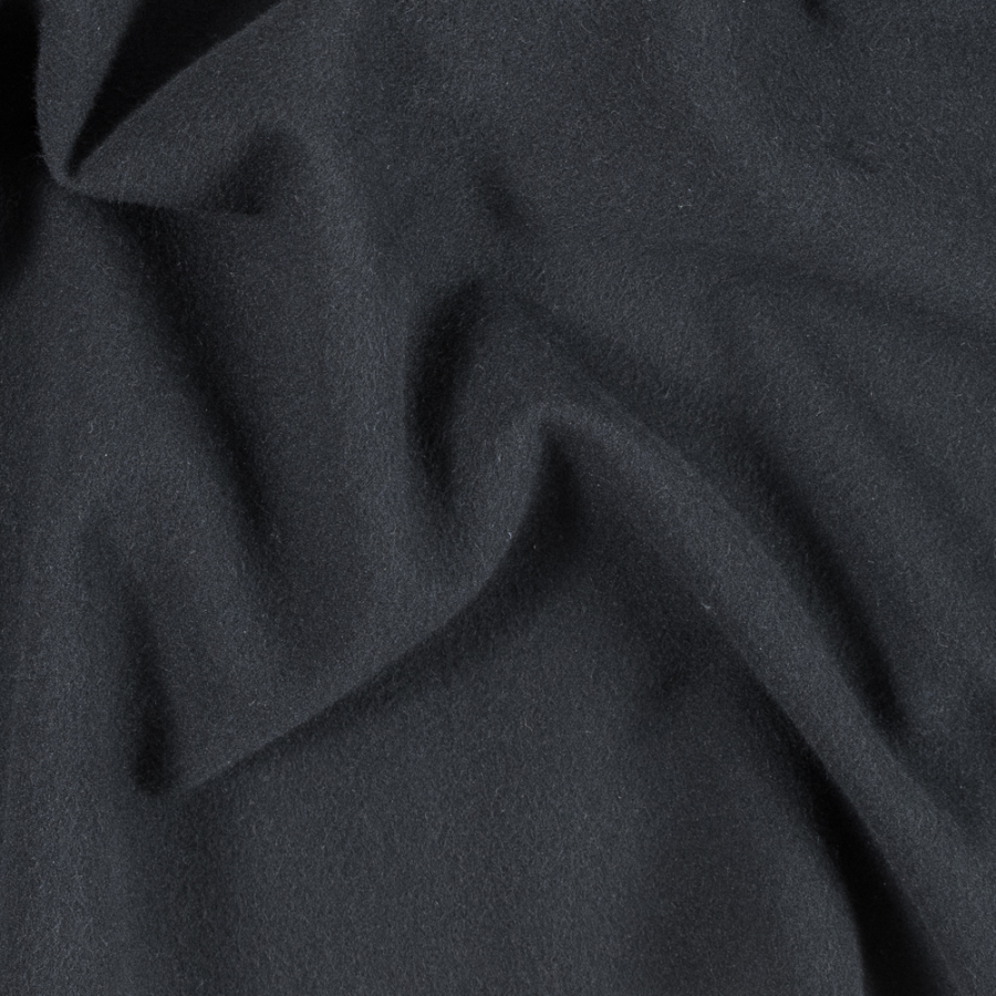 Armani Black Wool Woven with Fleece Backing | Mood Fabrics