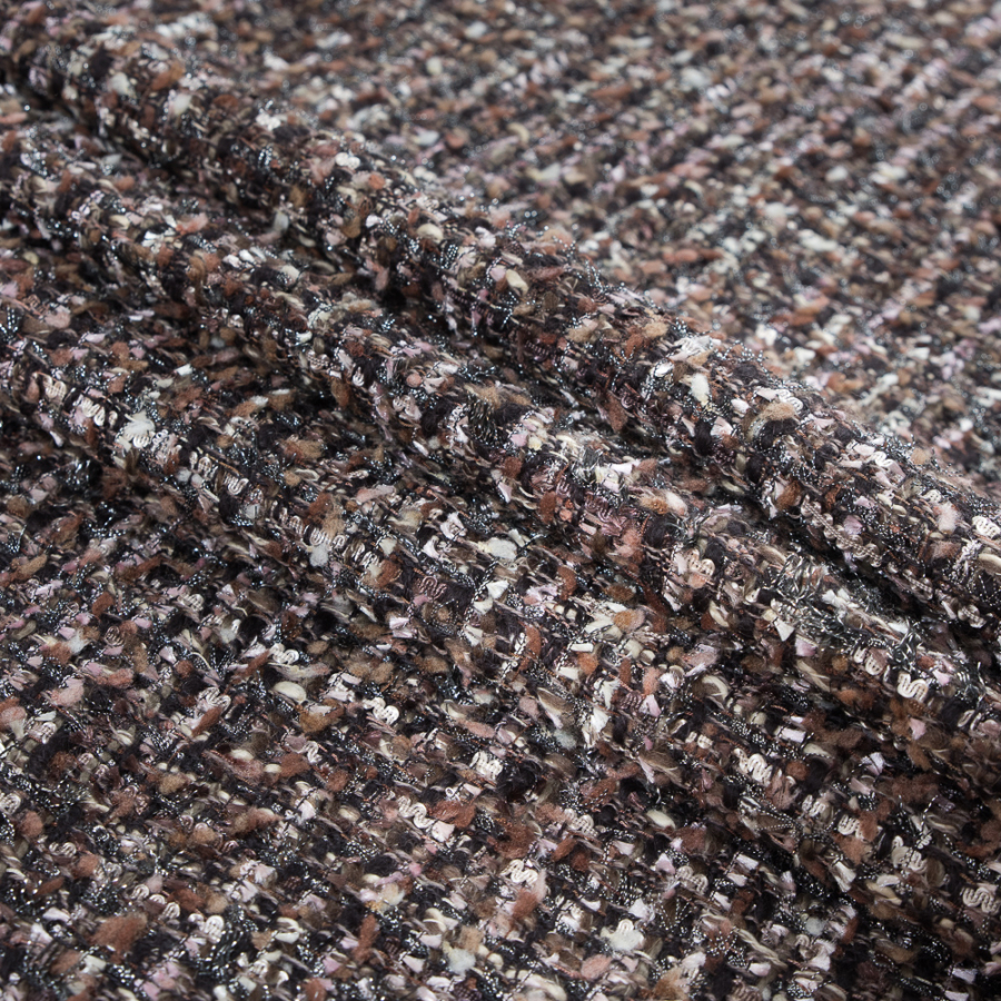 Luminous Brown Wool Tweed with Metallic Inserts - Lame & Metallic ...