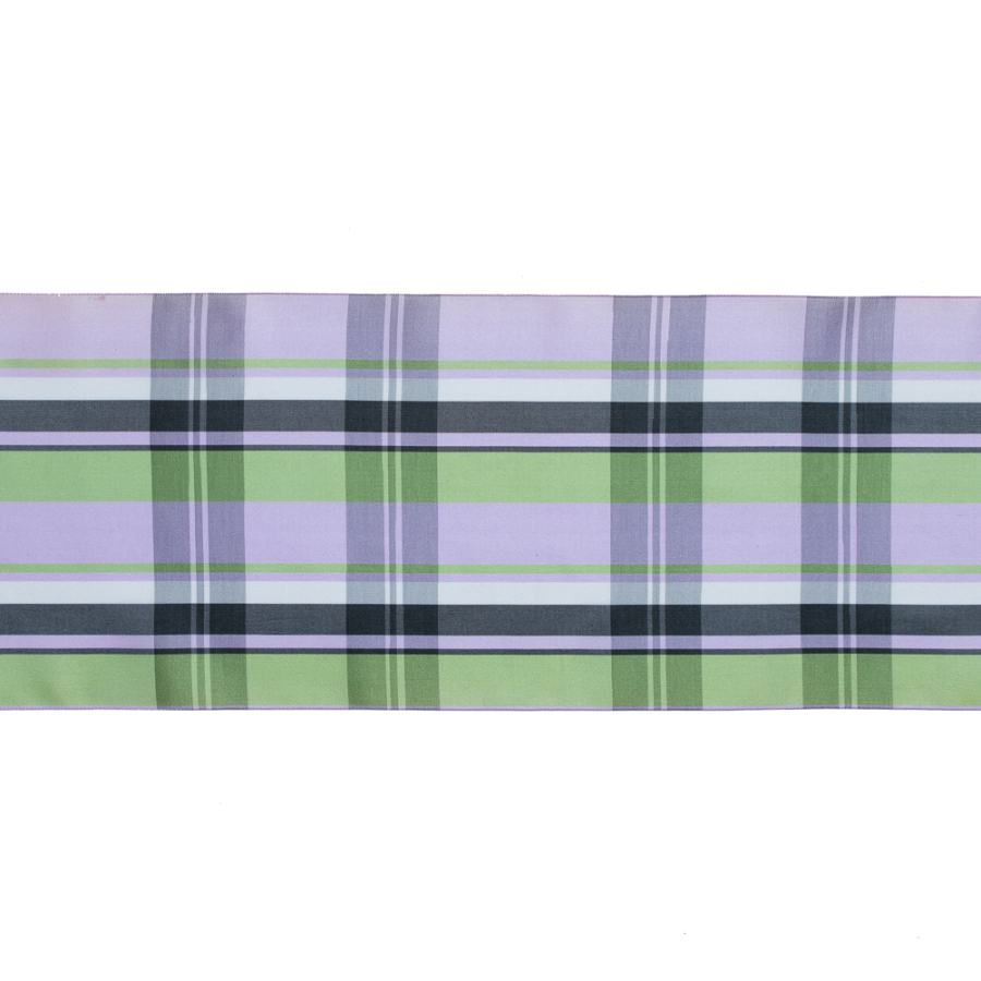 French Purple and Green Plaid Taffeta Ribbon - 6 | Mood Fabrics
