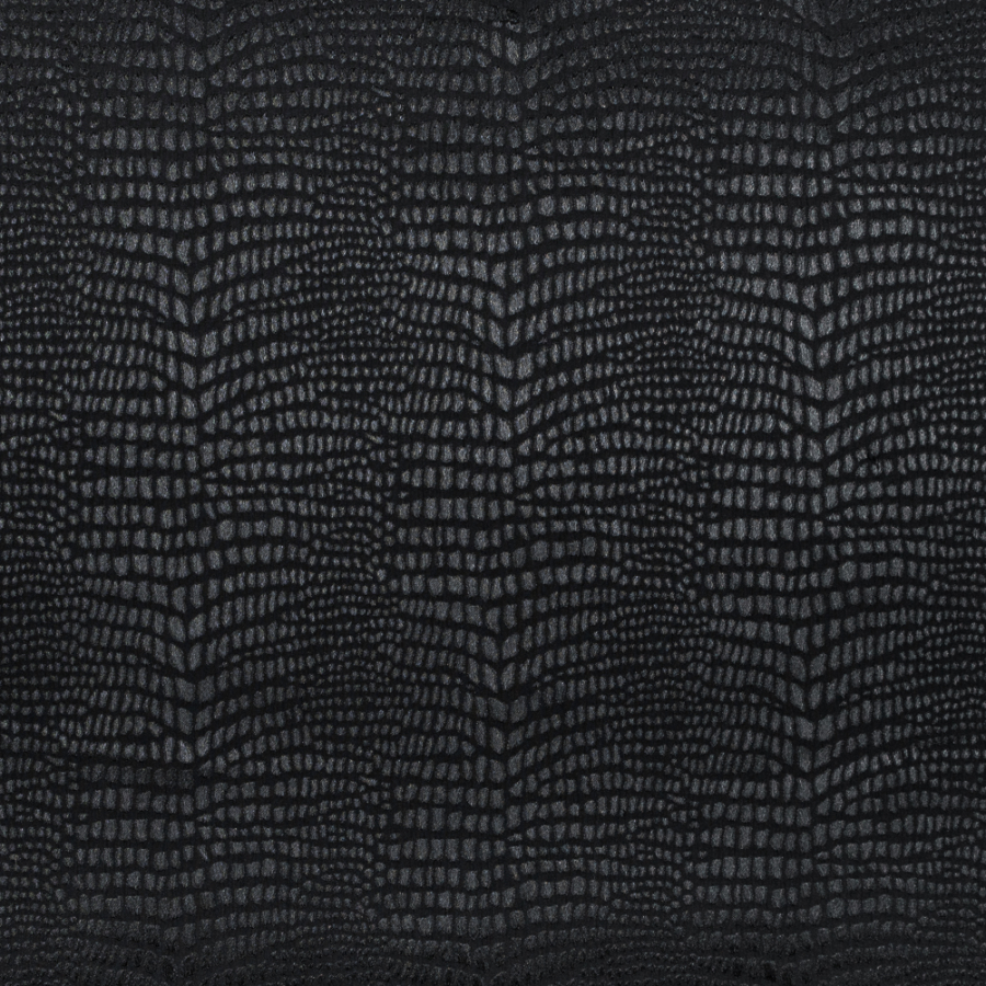 Jay Godfrey Black on Black Crocodile Woven Stretch Jacquard | Mood Fabrics