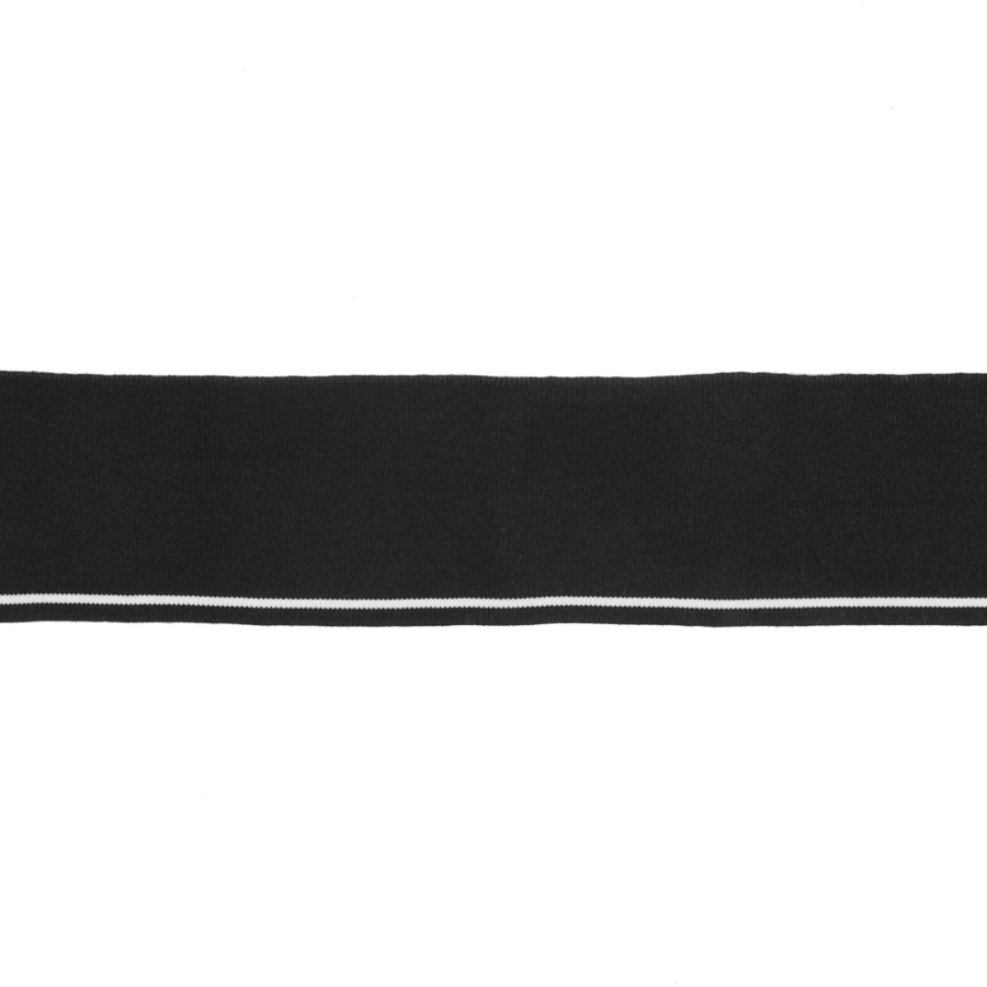 Rag & Bone Black with White Striped Rib Knit Trim - 4.5 x 20 | Mood Fabrics