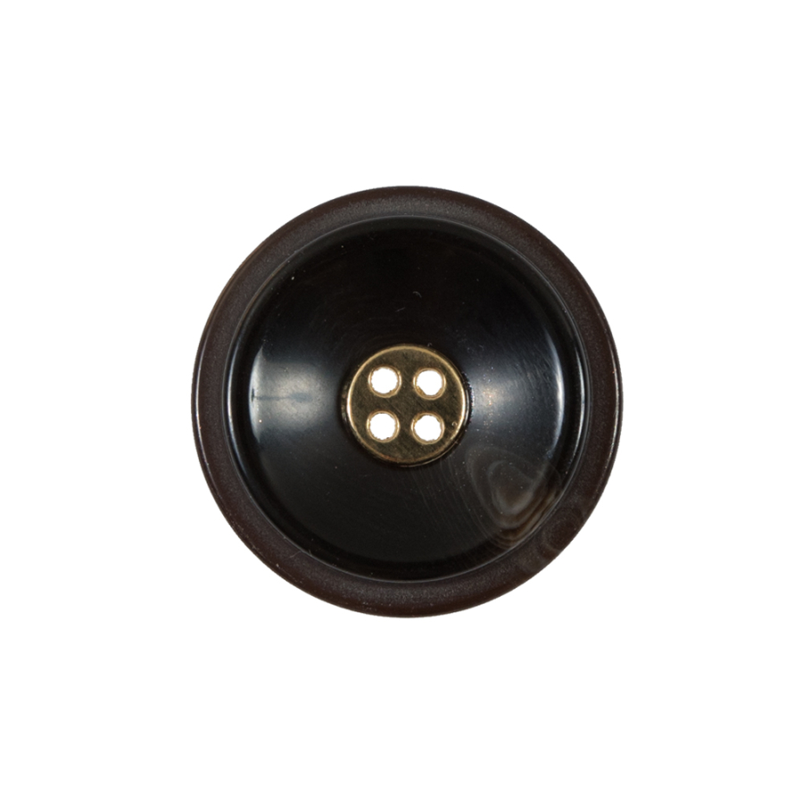 Black and Gold Concaving Plastic Button - 36L/22mm | Mood Fabrics