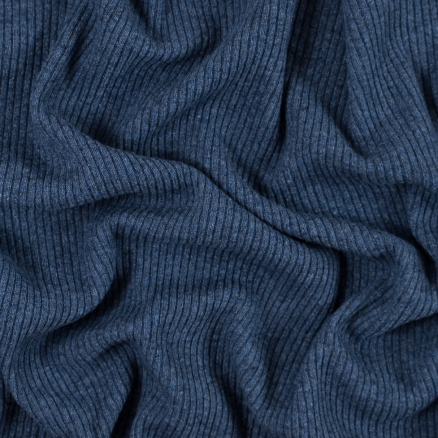 Italian Jean Blue 2x2 Wool Rib Knit | Mood Fabrics