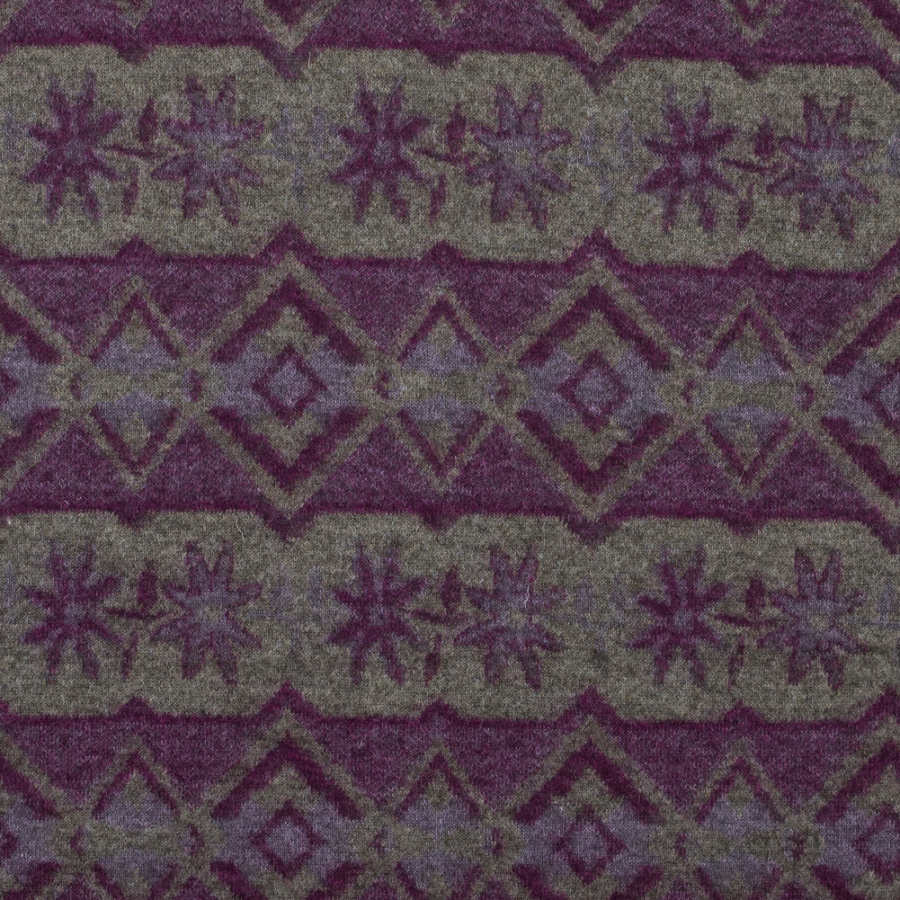 Famous NYC Designer Boysenberry Purple and Moon Rock Gray Wool Knit | Mood Fabrics