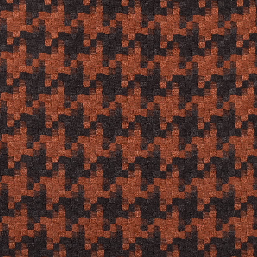 Orange and Turkish Coffee Dynamic Woven Polyester Coating | Mood Fabrics