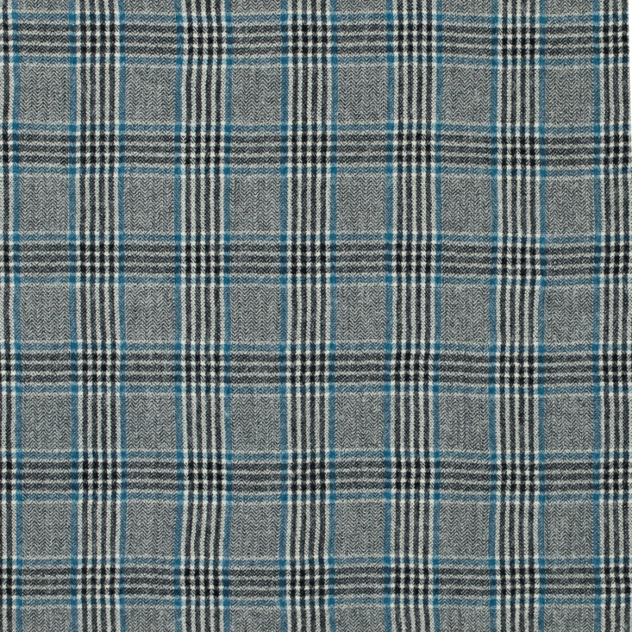 Black, White and Blue Glen Plaid Wool Woven | Mood Fabrics