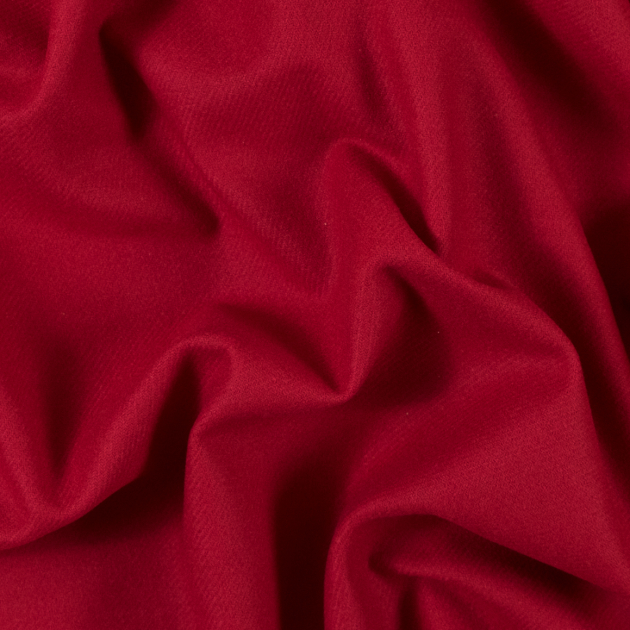 Ribbon Red Brushed Wool Twill Coating | Mood Fabrics