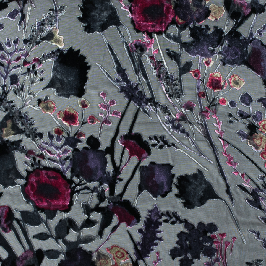 Meadow Floral Printed Silk and Rayon Burnout Velvet | Mood Fabrics