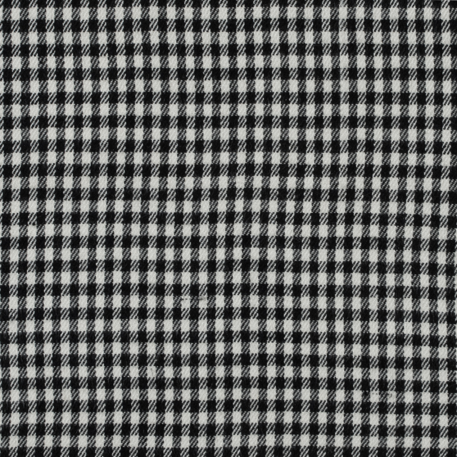 Black and Whisper White Shepherd's Check Wool Blend | Mood Fabrics