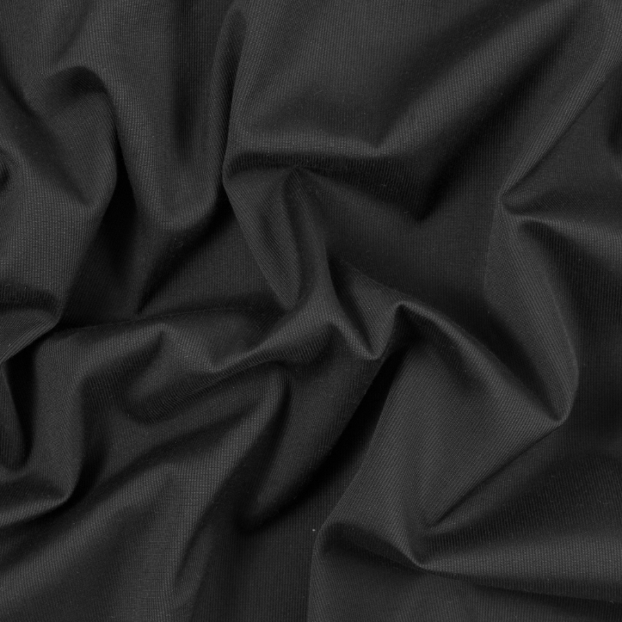 Black Ribbed Stretch Cotton Woven | Mood Fabrics