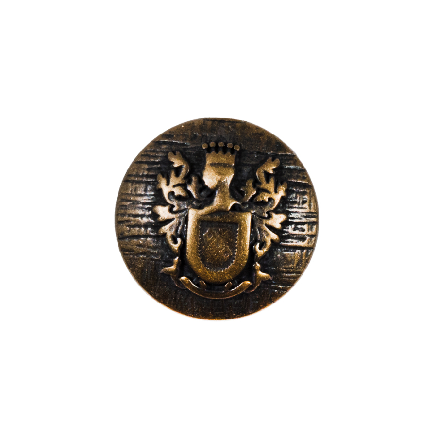 Antique Gold Coat of Arms Crest Metal Button - 32L/20mm | Mood Fabrics