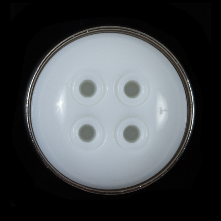 White and Gray Plastic Shank-Back Button - 50L/32mm | Mood Fabrics