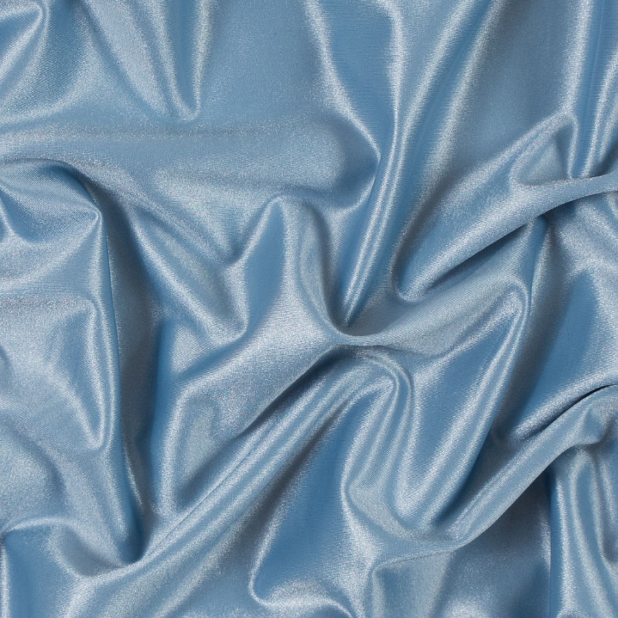 Shiny Dusty Blue Stretch Polyester Spandex | Mood Fabrics