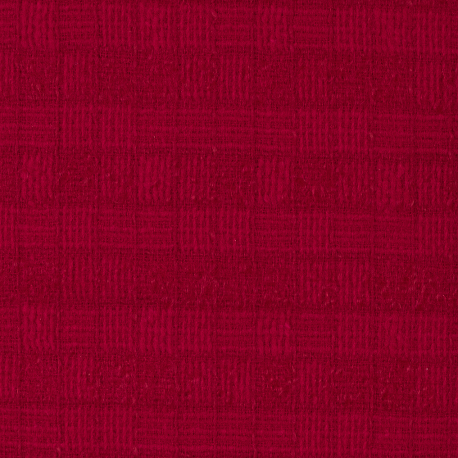 Famous NYC Designer Crimson Red Checkered Woven Wool Coating | Mood Fabrics