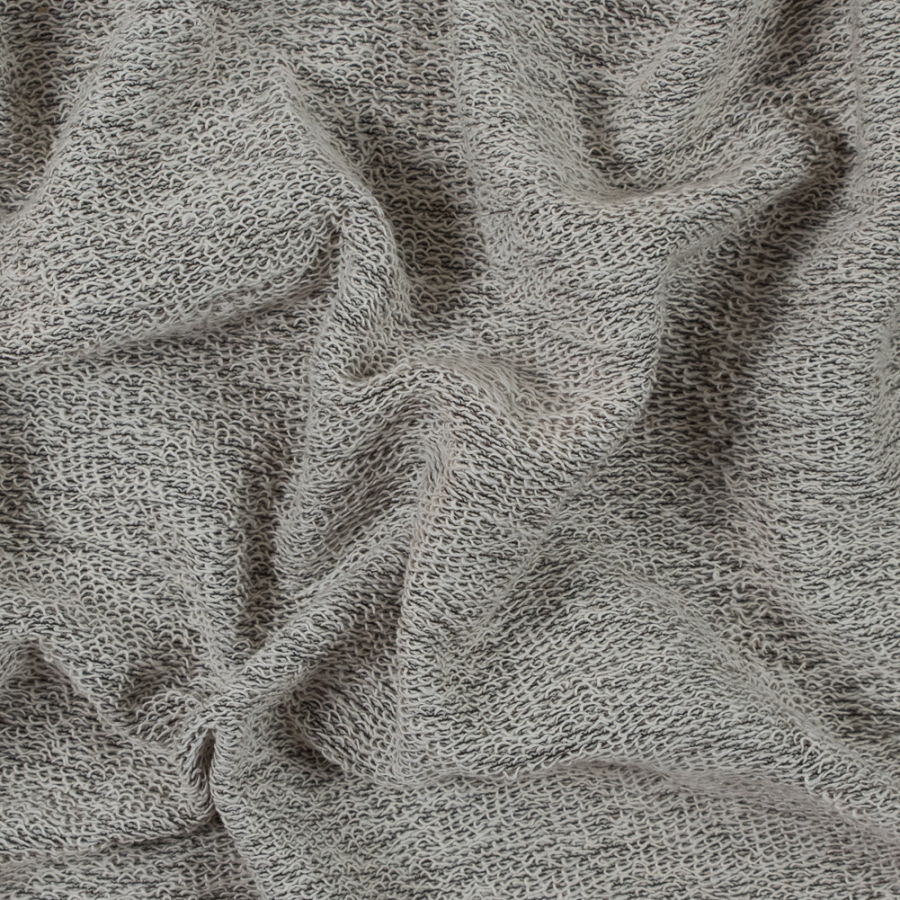 Bracken Brown and White Cotton French Terry | Mood Fabrics