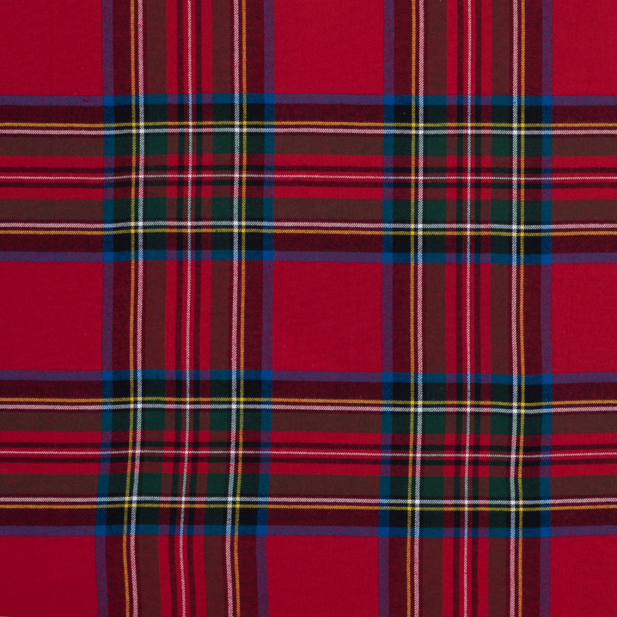Rich Red Solstice Plaid Cotton Flannel | Mood Fabrics