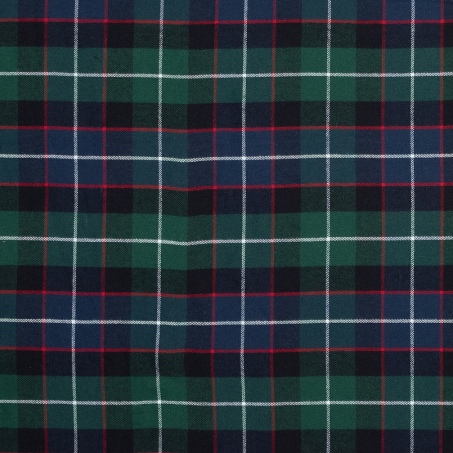 Green and Blue Plaid Cotton Flannel | Mood Fabrics
