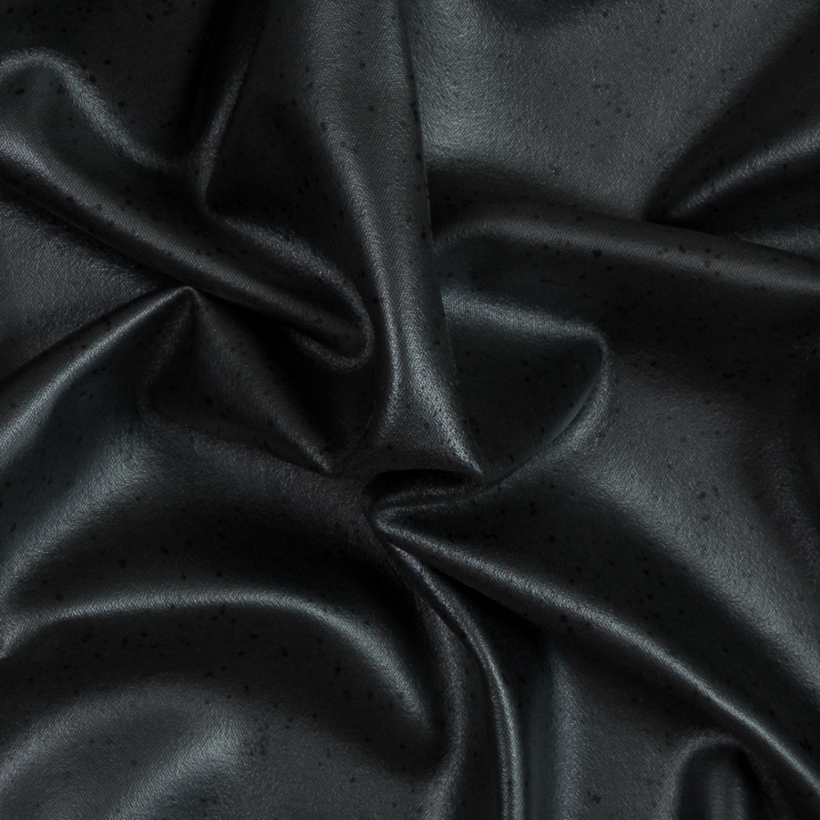 Black Wool Felted Coating with Speckled Laminate | Mood Fabrics