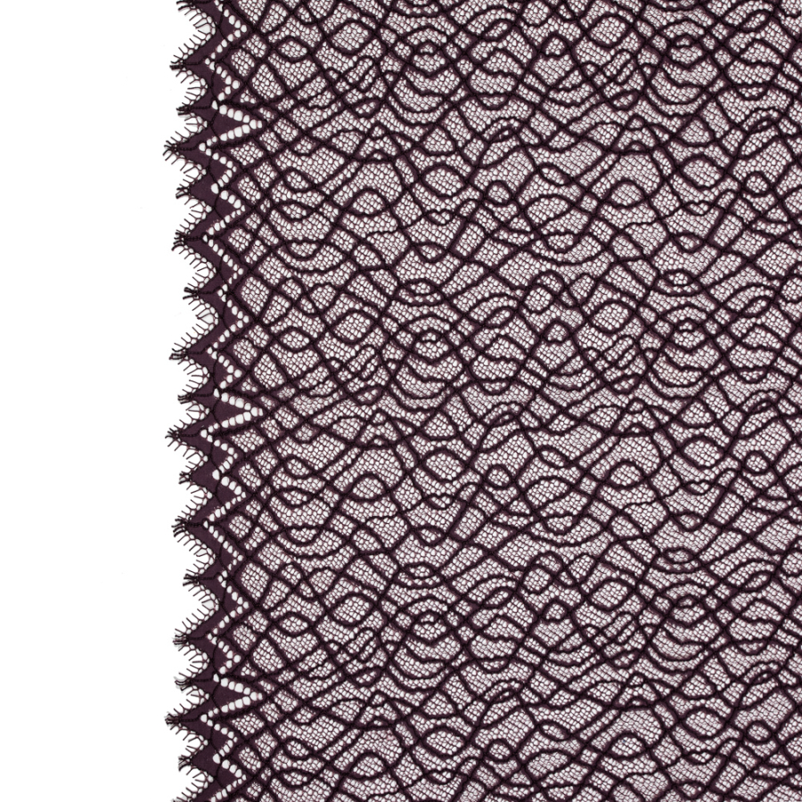 Fig Abstract Corded Lace with Eyelash Edges | Mood Fabrics