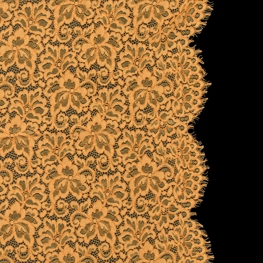 Butterscotch Floral Re-Embroidered Lace Panel | Mood Fabrics