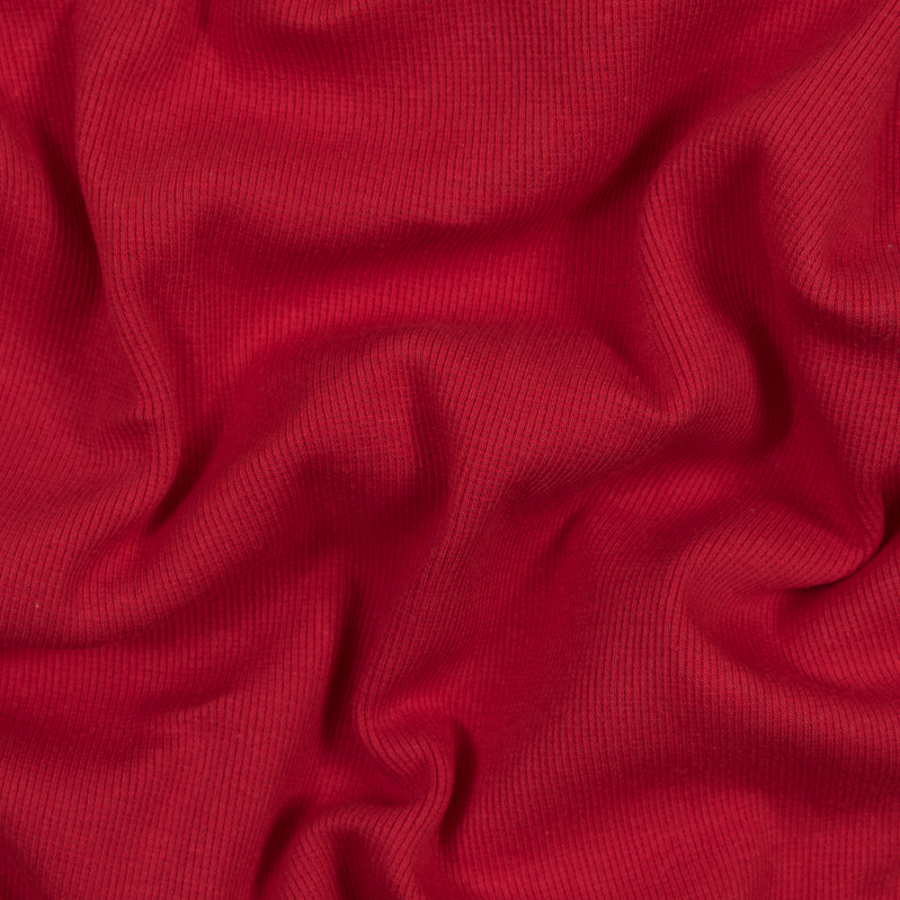 Rich Red Tubular Cotton Rib Knit | Mood Fabrics
