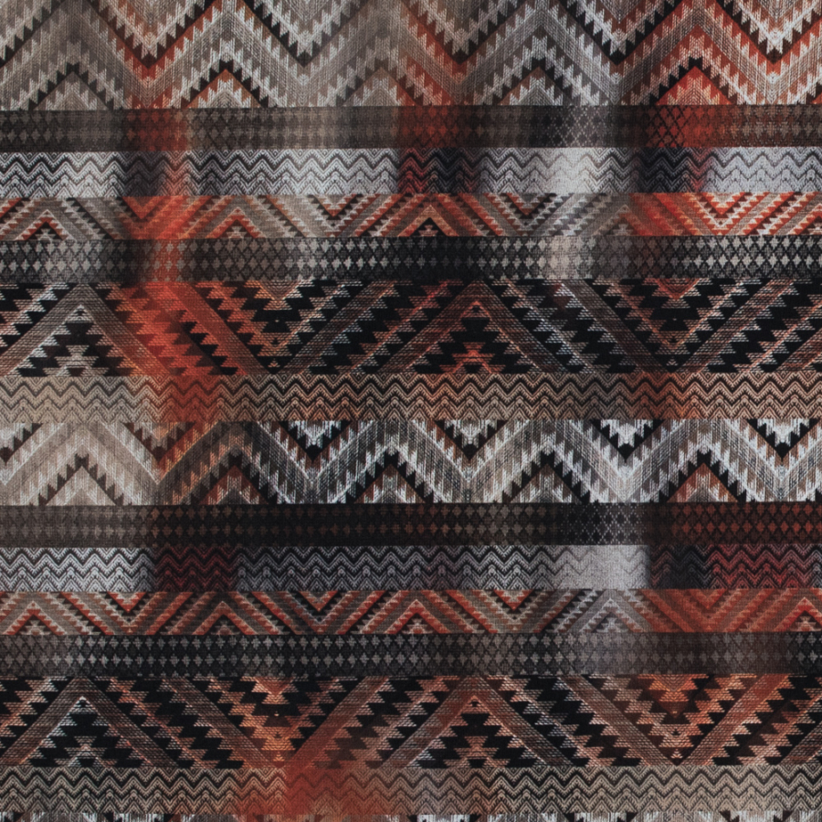 Italian Orange and Brown Tribal Chiffon | Mood Fabrics