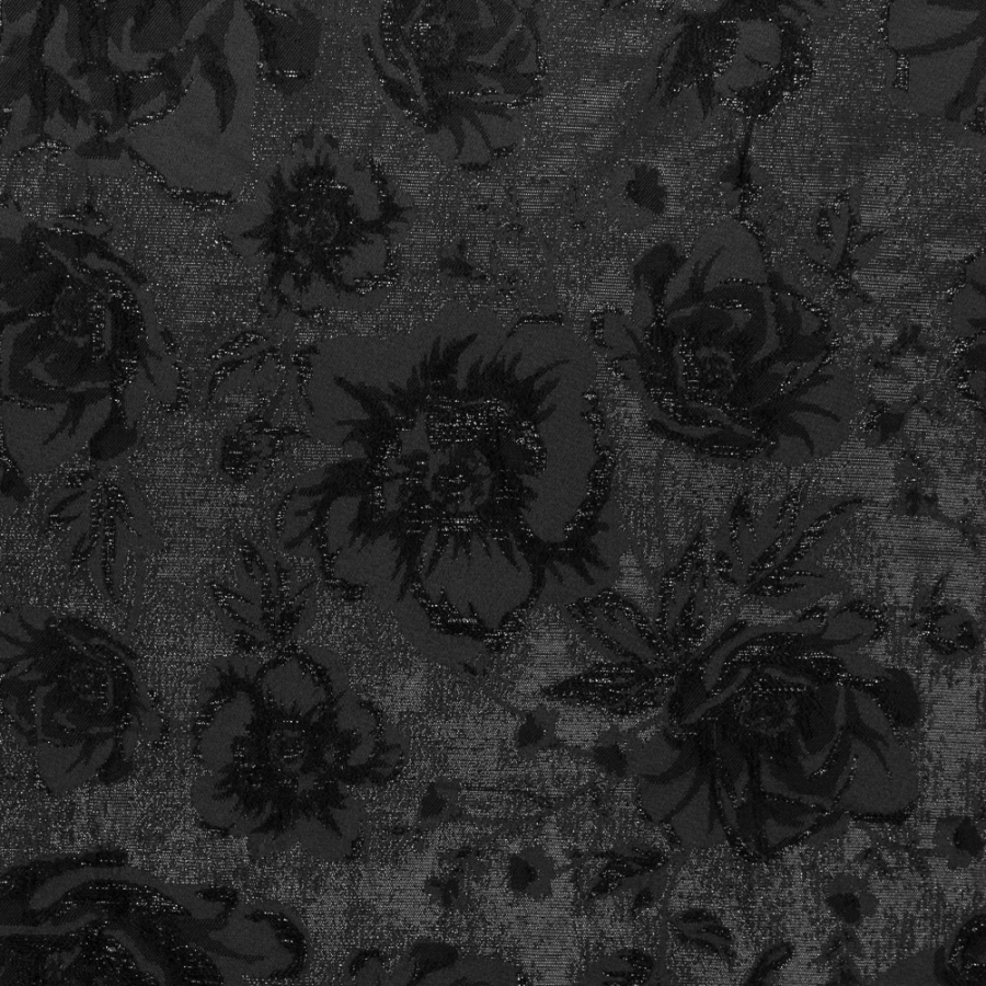 Metallic Black on Black Floral Brocade | Mood Fabrics