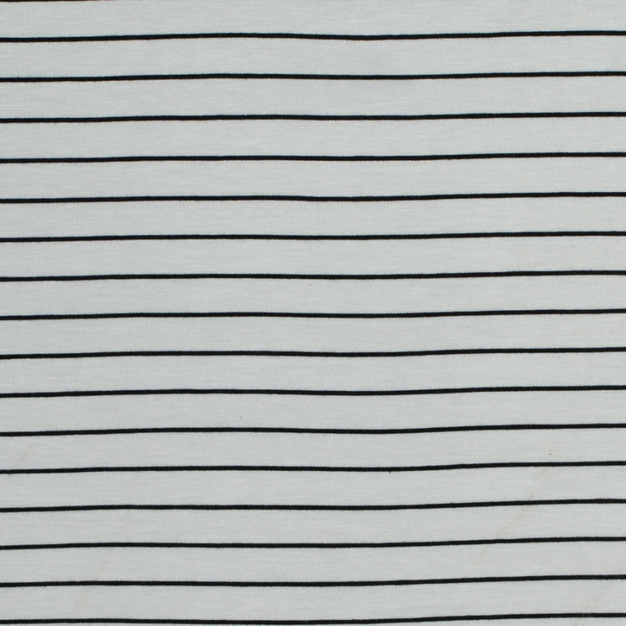 Ivory and Black Pencil Striped Jersey | Mood Fabrics
